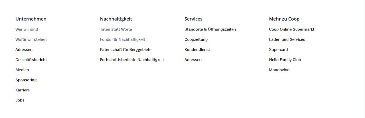 Beispielhafte Integration Footer Columns